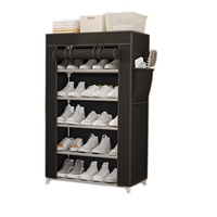 Meuble à chaussures moderne à 6 niveaux, anti-poussière, multifonctionnel, avec housse non tissée, facile à assembler, pour l'entrée