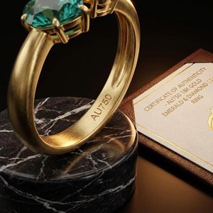 Anillo Xinfly de Oro Sólido de 18K con Dos Piedras, Esmeralda en Forma de Corazón y Diamante en Forma de Pera, Anillo Toi et Moi, Joyería de Lujo para Regalo - Product Image 6