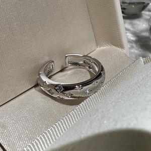 Bague en argent pur S925, étoile à six branches, design simple et personnalisé, style médiéval vintage, empilable, incrustée, style décontracté, certifiée Gra - Product Image 1