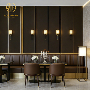 ชุดเฟอร์นิเจอร์โต๊ะเก้าอี้โซฟาบูธสำหรับร้านกาแฟร้านอาหารหินสังเคราะห์ทรงสี่เหลี่ยมแบบกำหนดเองสุดหรูหุ้มหนัง - Product Image 4