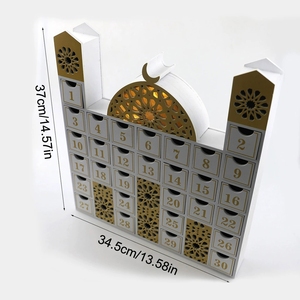 Calendrier de l'Aïd musulman en bois avec éclairage LED, armoire de compte à rebours, château du Ramadan, décoration islamique du Ramadan, idées de célébration du Ramadan - Product Image 5