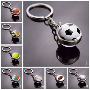 Nouveau Porte-clés Tendance en Verre Double Face avec Ballons de Basketball, Football, Volleyball et Baseball en 3D - Product Image 2