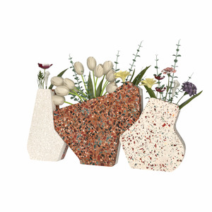 Bình hoa Eclat ve4 + ve1 + VE3 bình hoa hình học Bộ bình hoa terrazzo 3 mảnh có thể xếp chồng lên nhau - Product Image 1