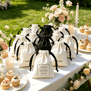 Luxury Custom Logo Dust <b>Bags</b> With Ribbon Cotton Muslin <b>Drawstring</b> <b>Bag</b> for Gift Storage Packaging - Product Image 3