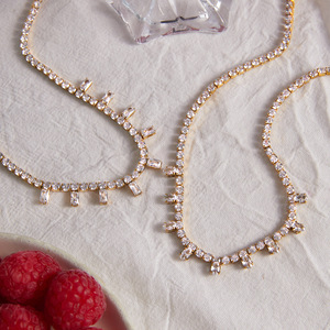 Zircon <b>Titanium</b> Steel Necklace For Women Luxury Geometric Design Party Jewelry Bezel Setting Stainless Steel Accessories - Product Image 1