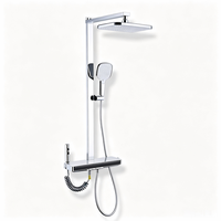 Ensemble de douche chromé en laiton massif avec 4 fonctions, système de douche pluie et douchette à main pour usage domestique et commercial