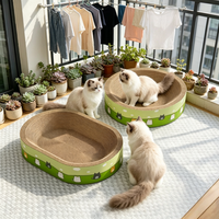 Lit de chat en carton durable, de luxe moderne, avec griffoir, en forme de bol ovale, nid de détente et griffoir haute densité pour intérieur