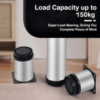 Pied de meuble réglable en acier inoxydable 201, tube rond avec base antidérapante pour table basse moderne et meuble TV