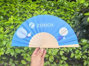 BSBH Custom Logo Wooden Fan Polyester Cotton Folding Wedding Hand Fan Promotional <b>Gifts</b> Hand Fan - Product Image 6