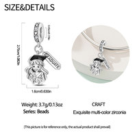Charmes tendance en forme de rose pour anniversaire, mignons, en forme de cœur, entièrement sertis de zircons, pour fête de fiançailles, plaqué argent, Tai Silver