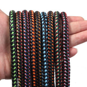 Wholesale Handmade Custom High Quality Braided Genuine Cowhide Leather Cord 4mm 5mm 6mm Round Leather <b>Rope</b> Cords for Jewelry - Product Image 2