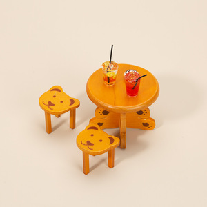 Juego de accesorios para casa de muñecas DIY de madera a escala de alta calidad 1:12, muebles de oso en miniatura y escena de juego de comida de bolsillo para niños - Product Image 5