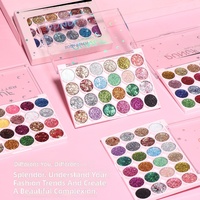 DUNUF Palette de fards à paupières scintillants à effet métallique longue durée à haute pigmentation 24 couleurs