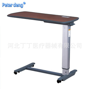 Peter Deng Height <b>Adjustable</b> Hospital <b>Table</b> Wood Color Pedestal Base With Casters For Adults And Elderly - Product Image 2