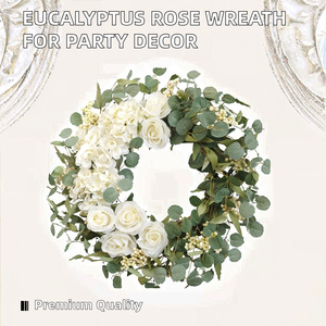 Guirlande florale neutre écologique en plastique 45cm Baies blanches Printemps Été Saint-Valentin Décoration à suspendre à la porte Intérieur Extérieur Vente en gros - Product Image 4