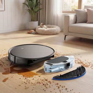 หุ่นยนต์ดูดฝุ่นสำหรับอพาร์ทเมนต์ขนาดเล็ก ทำความสะอาดฝุ่นประจำวัน ถังเก็บฝุ่นอัจฉริยะ ชาร์จไฟอัตโนมัติ กวาดพื้นเปียกและแห้ง วัสดุพลาสติก - Product Image 3