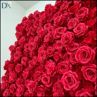 Panel Bunga Sutra Buatan Dinding Kain Mawar Merah 120x240cm Buatan Tangan Simulasi Tinggi untuk Latar Belakang Pernikahan