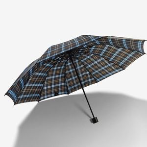Wholesale Three-Fold 10-Rib <b>Large</b> Couple Checkered <b>Umbrella</b> Folding Double-Person <b>Umbrella</b> - Product Image 3