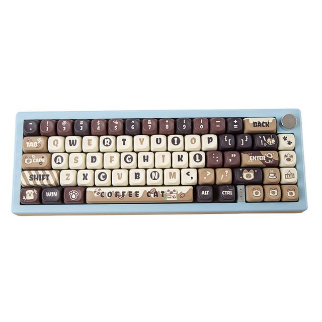 Cat Caf Five-Sided Sublimated Keycaps PBT Mechanical Keyboards Cute Design Made China Blister Packaging DIY Customization