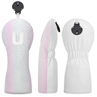 Housse de tête de club de golf en dégradé arc-en-ciel avec lettrage brodé en cuir PU, ensemble de 4 pièces pour le bois n°1 et le bois de fairway n°35