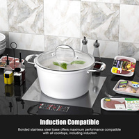 Set Peralatan Masak Aluminium Tempa Putih Premium 10 pcs Anti Lengket Keramik dengan Gagang SS untuk Memasak