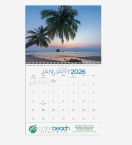 Calendriers Muraux Spirales Personnalisés Plages Exotiques 2027 – Cadeau Promotionnel Premium pour Entreprises – Vente en Gros – 12 Mois - Product Image 1
