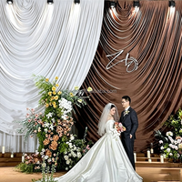 Rideau de fond de scène bordeaux pour mariage, draperie ondulée pour arche de scène, décoration de banquet de mariage, draperie de base pour scène