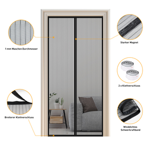 Polyester Auto-Close Black Mesh <b>Door</b> <b>Magnetic</b> Feature 20 Mesh Easy Install Insect Resistant Modern Design for Home Bar Use - Product Image 5