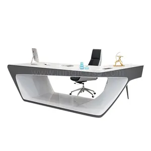 Luxus weißer Schreibtisch Corians Stone Boss Computer Schreibtisch Executive Desk für Büroraum