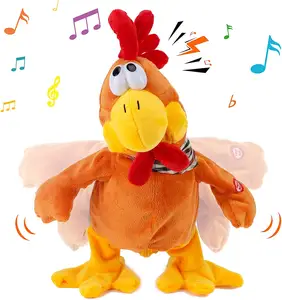 Pollito eléctrico de Pascua, muñeco de peluche electrónico interactivo, pollo sentadillas, Musical, para caminar, cantar, Gallo