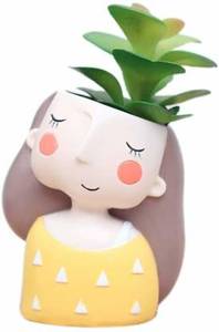 <span class=keywords><strong>Pot</strong></span> de fleurs ou jardin en résine en forme de fille jaune mignon - Product Image 6