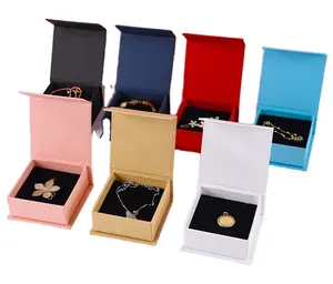 Kotak Flip kertas lipat magnetik mewah kustom grosir untuk hadiah perhiasan anting kemasan anting cincin kalung hadiah penyimpanan
