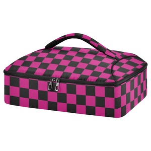 Hawaiian Custom Pink Checked Plaid Insulated Thermal Bag Pizza Casserole Pans Carrier Cooler Bags for Food Delivery - Product Image 1
