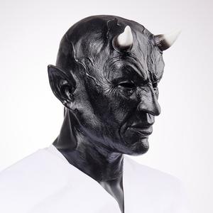 หน้ากากฮาโลวีนแบบสมจริงหน้ากากไดอาโบลฮาโลวีนหน้ากากหมวกกันน็อคยางปีศาจที่น่ากลัวพร้อมถุงมือเต็มหน้ารูปทรงผีสำหรับปาร์ตี้ - Product Image 6