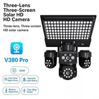Caméra V380 Pro sans fil solaire extérieure CCTV étanche vision nocturne couleur intégrale alerte de mouvement sécurité extérieure avec lumière