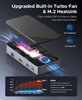ORICO 9-in-1 USB-C Hub M.2/NVMe SSD Enclosure 10Gbps Stasiun Docking Bebas Alat Kipas Bawaan Gigabit Ethernet 100W PD Kartu SD/TF