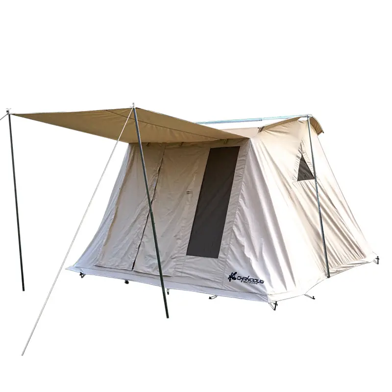 خيمة تخييم قماشية كبيرة للربيع في الهواء الطلق ، خيمة قماشية قطنية فاخرة ، خيمة مضادة للمطر