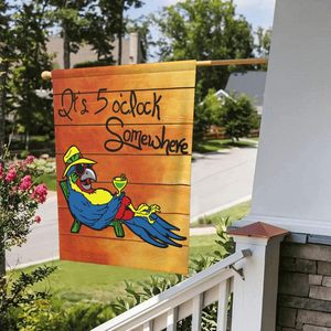 5 O'<span class=keywords><strong>Clock</strong></span> Somewhere トロピカルビーチガーデンフラッグ 12x18 インチ 屋外/屋内装飾 春夏 ファームハウスデザイン - Product Image 5