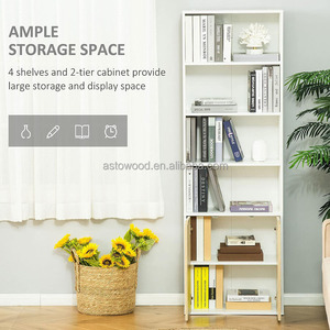 2 Door 4 <strong>Shelves</strong> <strong>Tall</strong> Bookcase Modern Storage Cupboard Display <strong>Unit</strong> for Living Room Study Bedroom Home Office Furniture White - Product Image 4