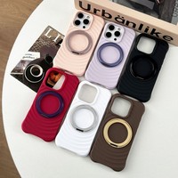 Coque de téléphone magnétique rotative de luxe avec anneau ondulé pour iPhone 17 Air 16 15 Pro Max, support invisible, antichoc, souple, protection arrière