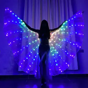 Kostum sayap kupu-kupu LED peri bersinar kostum Bar panggung multi Warna properti jubah neon