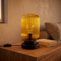 Lámpara de Mesa Nórdica Simple, Lámparas Artísticas, Iluminación Creativa con Pantalla de Vidrio, Lámpara de Mesa de Metal para Dormitorio, Mesa Auxiliar Moderna