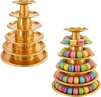 Support de présentation en plastique doré à 6 niveaux pour macarons, gâteaux, biscuits, desserts