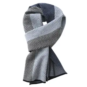 Stylish Elegant Men Scarves High Quality Pure Wool Winter Scarves Thick Warm Neck Scarves Supplier Wholesale