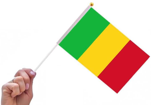 Impresión personalizada <span class=keywords><strong>de</strong></span> país 14*21cm país pequeño <span class=keywords><strong>Mali</strong></span> <span class=keywords><strong>Bandera</strong></span> Nacional ondeando a mano con poste <span class=keywords><strong>de</strong></span> plástico - Product Image 2