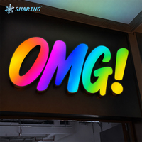 Lettres en relief personnalisées avec éclairage LED RVB, logo d'entreprise en 3D pleine couleur pour la publicité en vitrine