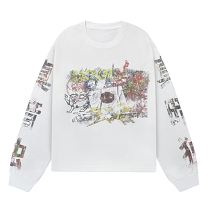 Camisetas de Manga Larga Personalizadas, Térmicas, Tejidas, Vintage, para Hombre, 100% Algodón, Estampado Retro, Casual, Transpirable, Estilo Urbano - Product Image 1