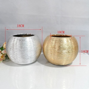 लक्जरी नॉर्डिक विंटेज सजावट गेंद के आकार दौर बड़ा सोने सिरेमिक टेबलटॉप फूल फूलदान - Product Image 4