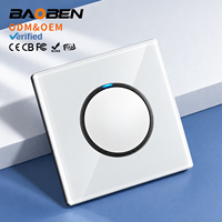BAOBEN Interrupteur mural en verre trempé durable avec voyant LED circulaire, ports USB + TYPE-C pour usage domestique