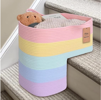 Panier d'escalier tissé en forme de L avec poignées pour le rangement des jouets et des livres, marron, 15 po L x 10 po L x 15 po H, directement de l'usine